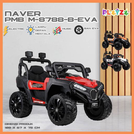 Mainan Mobil aki anak PMB NAVER ATX M-8788-B , Dual dinamo , Ban karet