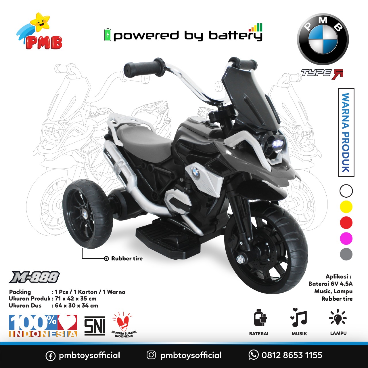 mainan motor aki pmb 888 6v 4.5a